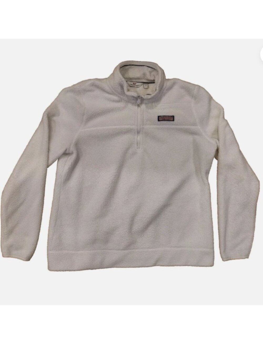 Vineyard Vines Shep Sweater Womens Medium M White Sherpa Fleece 1/4 Zip Pullover